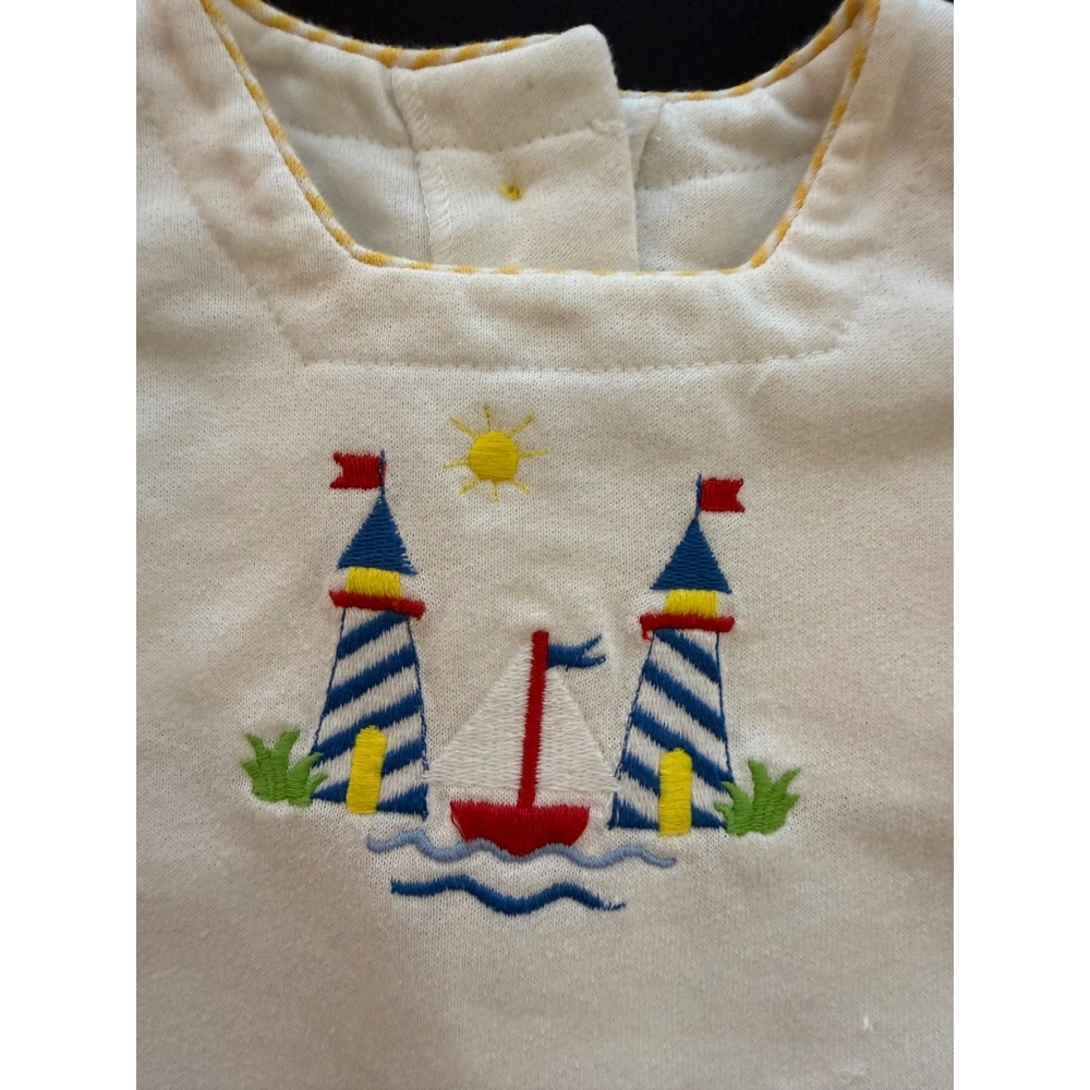 Molly & Millie Lighthouse Sleeveless Top Infant 12 Month White Embroidered Terry
